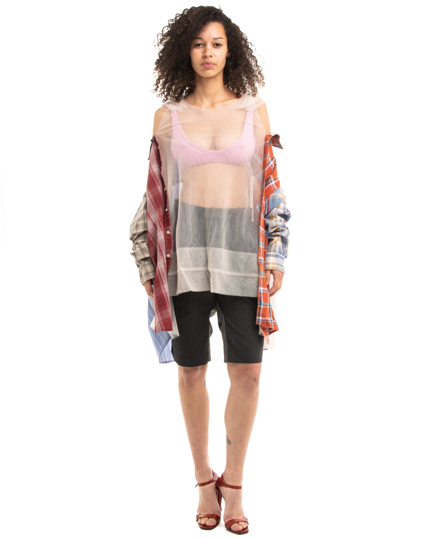 Tulle Shirt with Ties