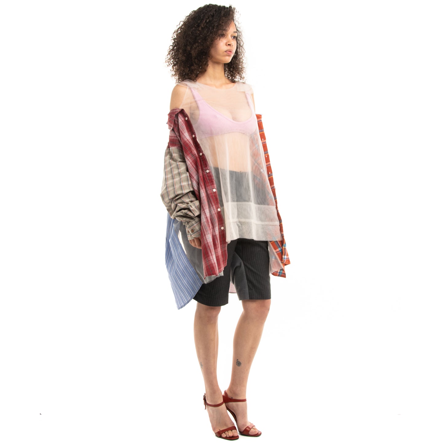 Tulle Shirt with Ties