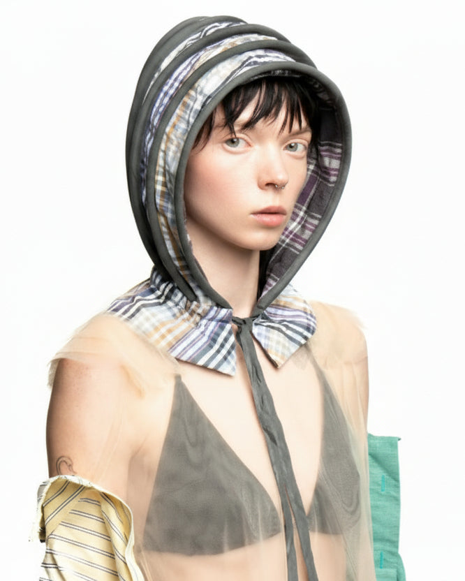Upcycled bonnet-style hood
