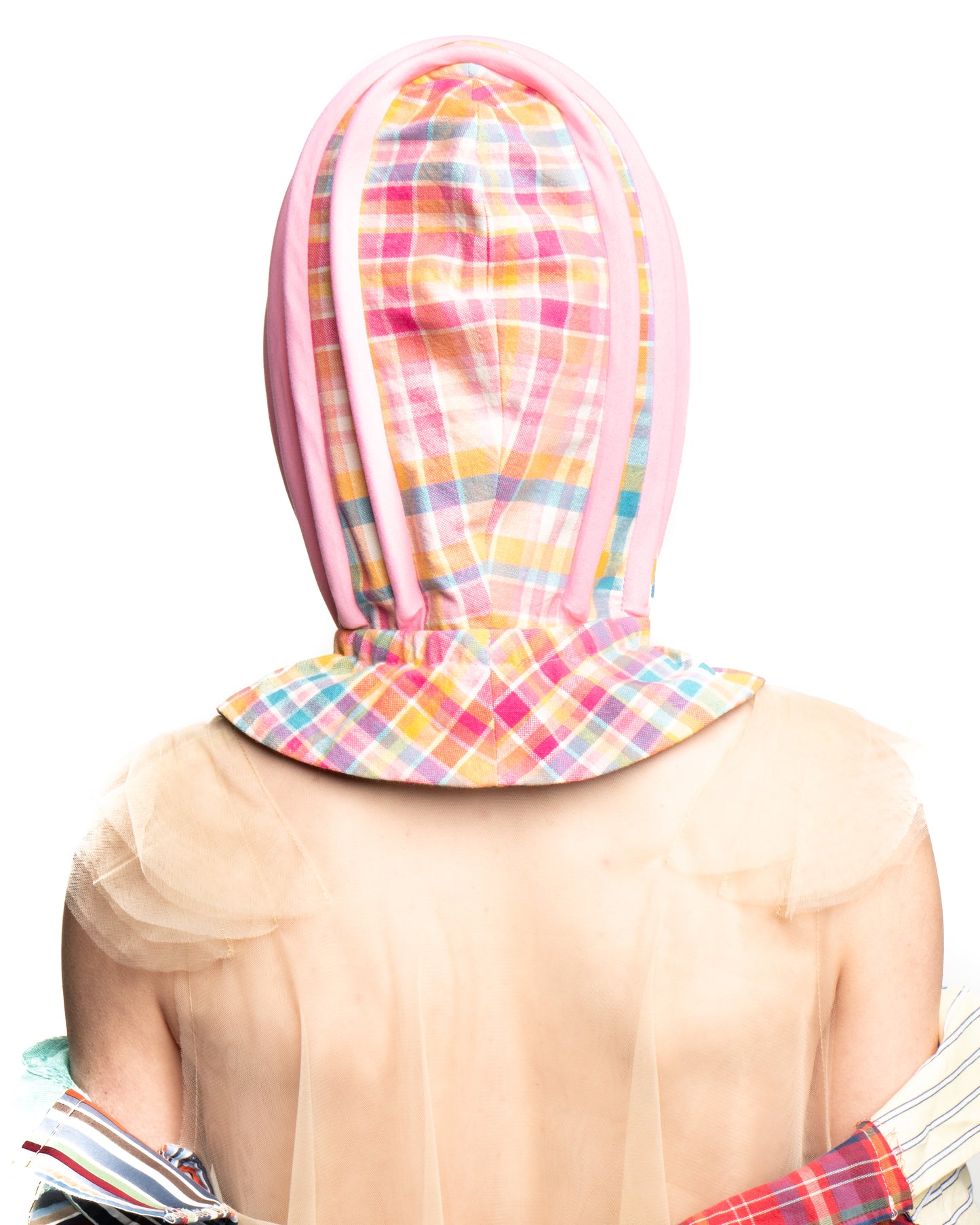 Upcycled bonnet-style hood