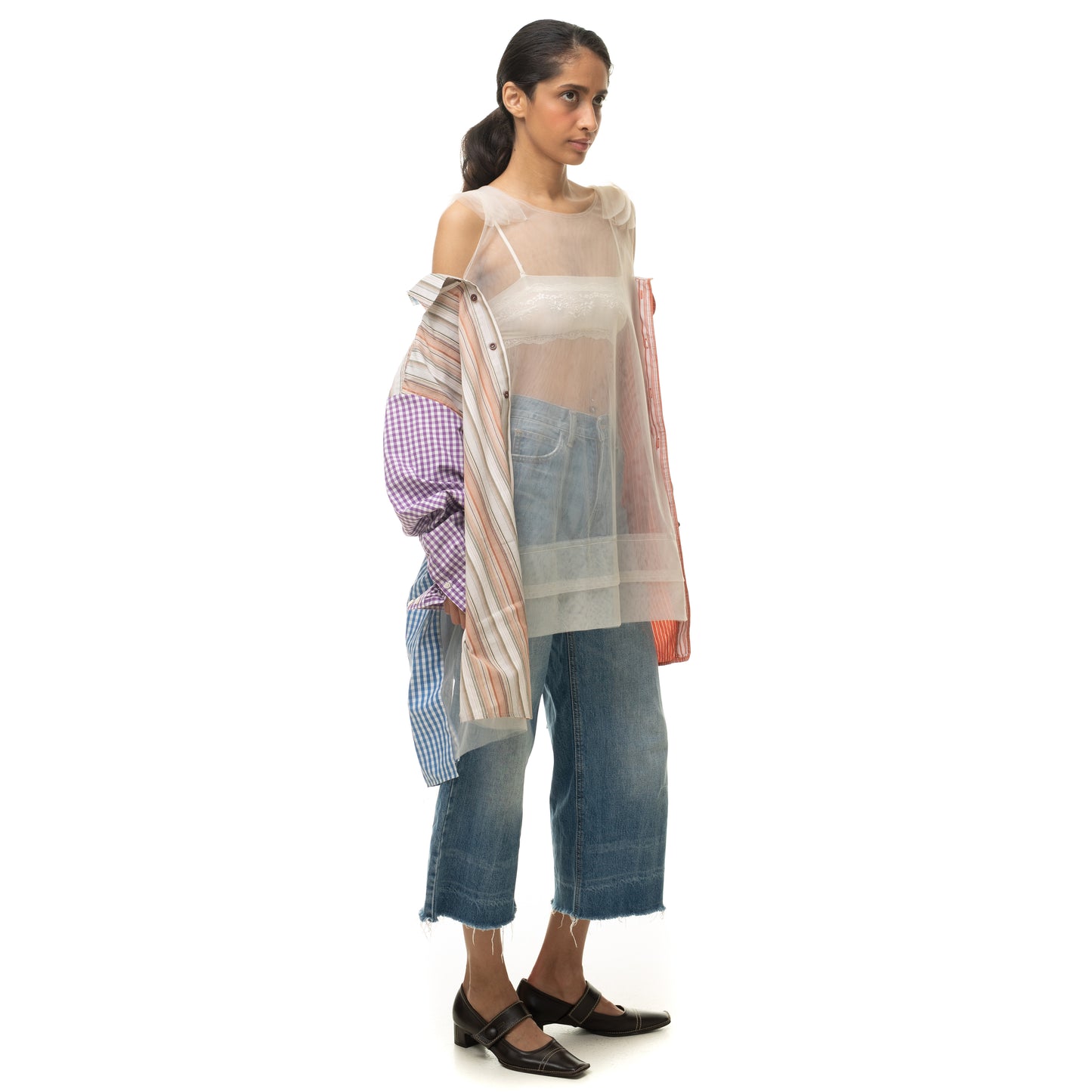Tulle Shirt with Ties