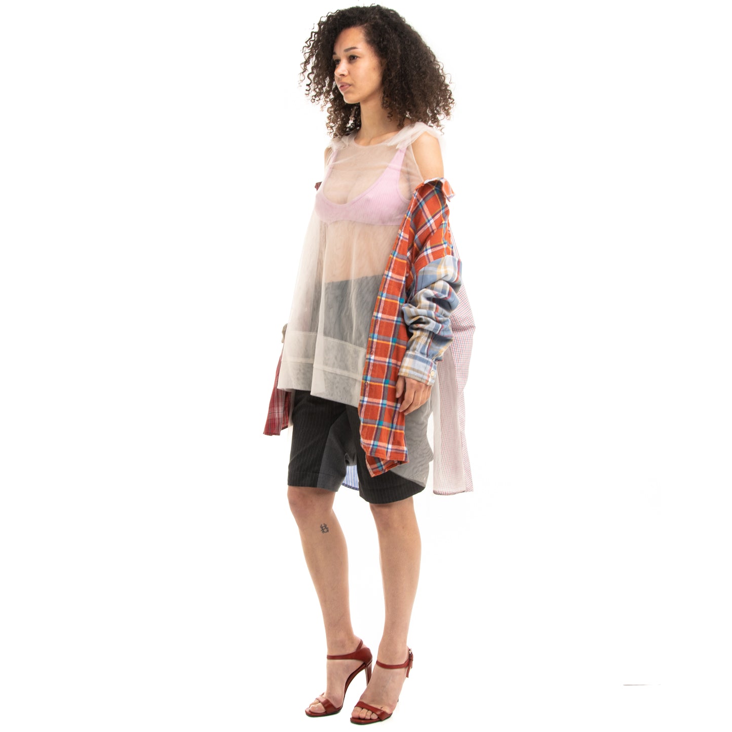 Tulle Shirt with Ties