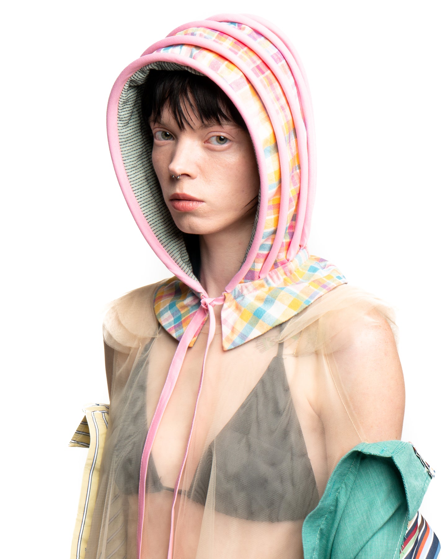 Upcycled bonnet-style hood