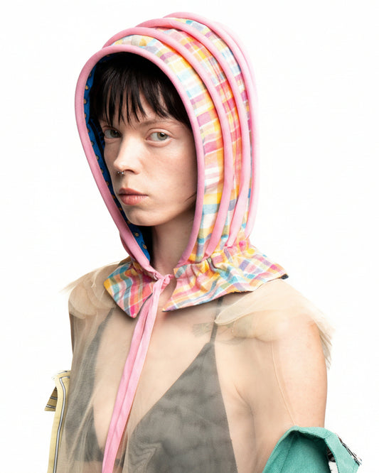 Upcycled bonnet-style hood