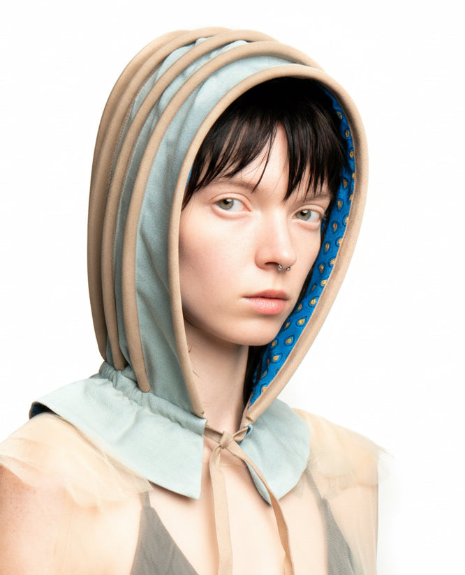 Upcycled bonnet-style hood